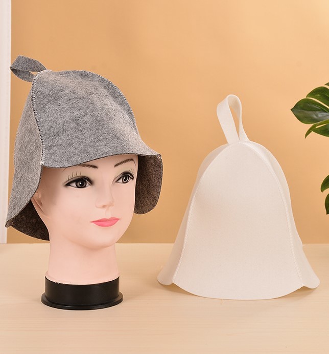 5 pcs Grey Wool Felt Sauna Hat Sets for Russian Banya Sauna With organizer bag