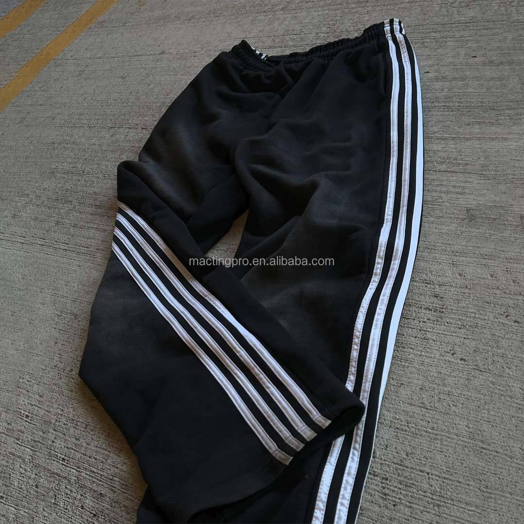 360Gsm 400Gsm French Terry Sweatpants with Custom Stripes and Flare Stacked Baggy Style