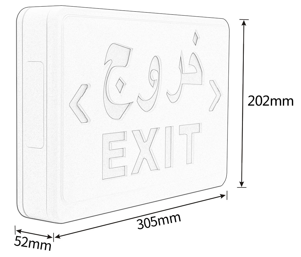 6500K Lithium Ion Battery Emergency Light White 3W LED Exit Light