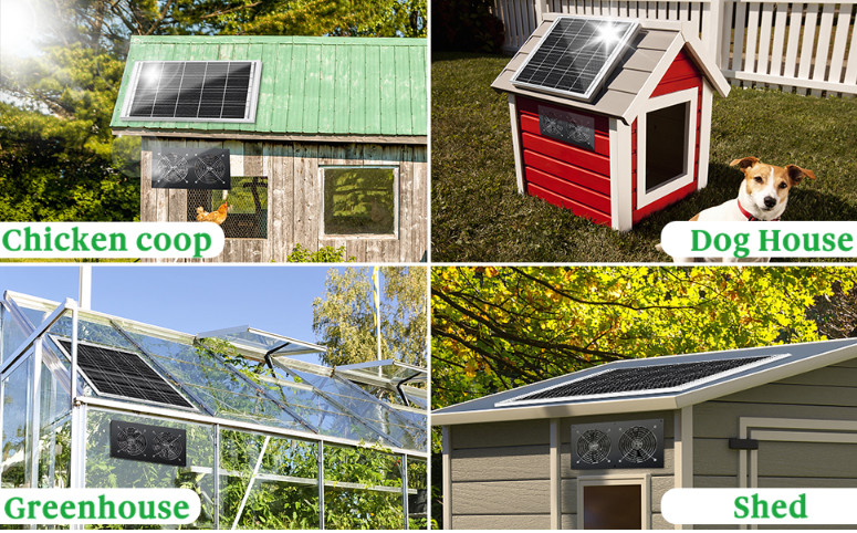 FTB20 Outdoor Solar Panel Kit Powered Exhaust Fan For Chicken Coop IP65 Waterproof