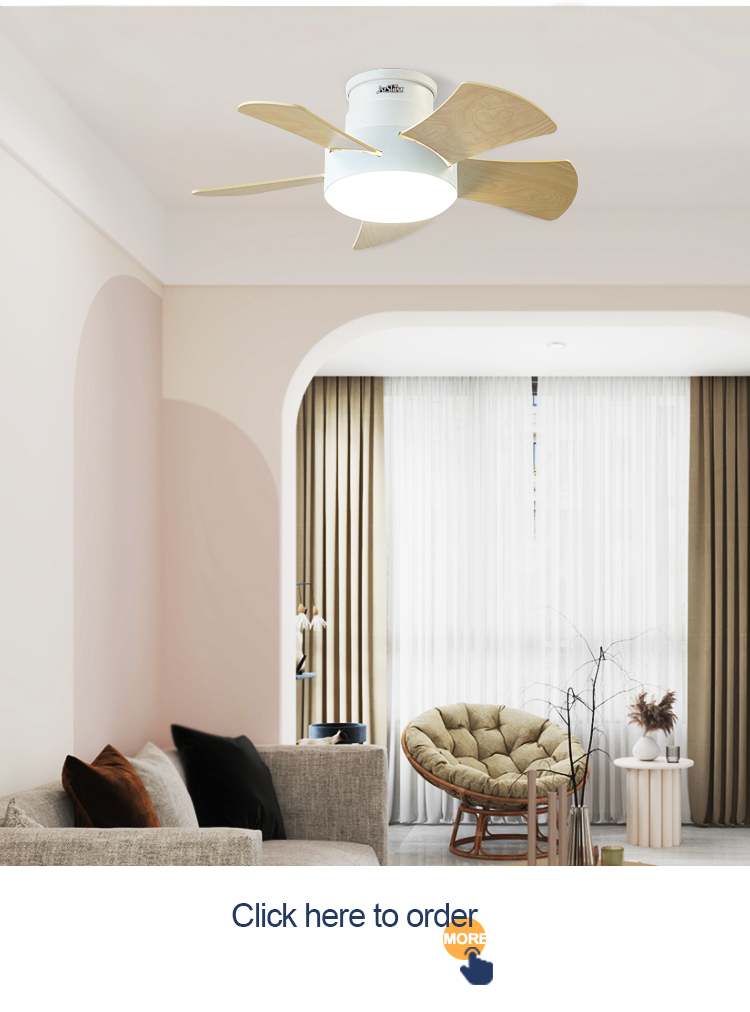 Energy Saving 28 Inch LED Ceiling Fan for Low Ceilings Metal Body and Flush Design