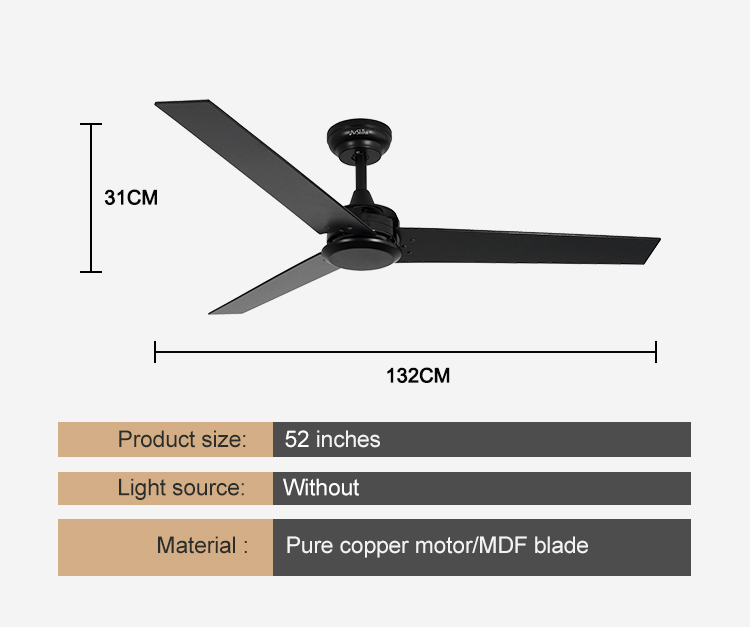Natural Wind Ceiling Fan with Remote Control 1stshine Household Bldc Reversible Motor
