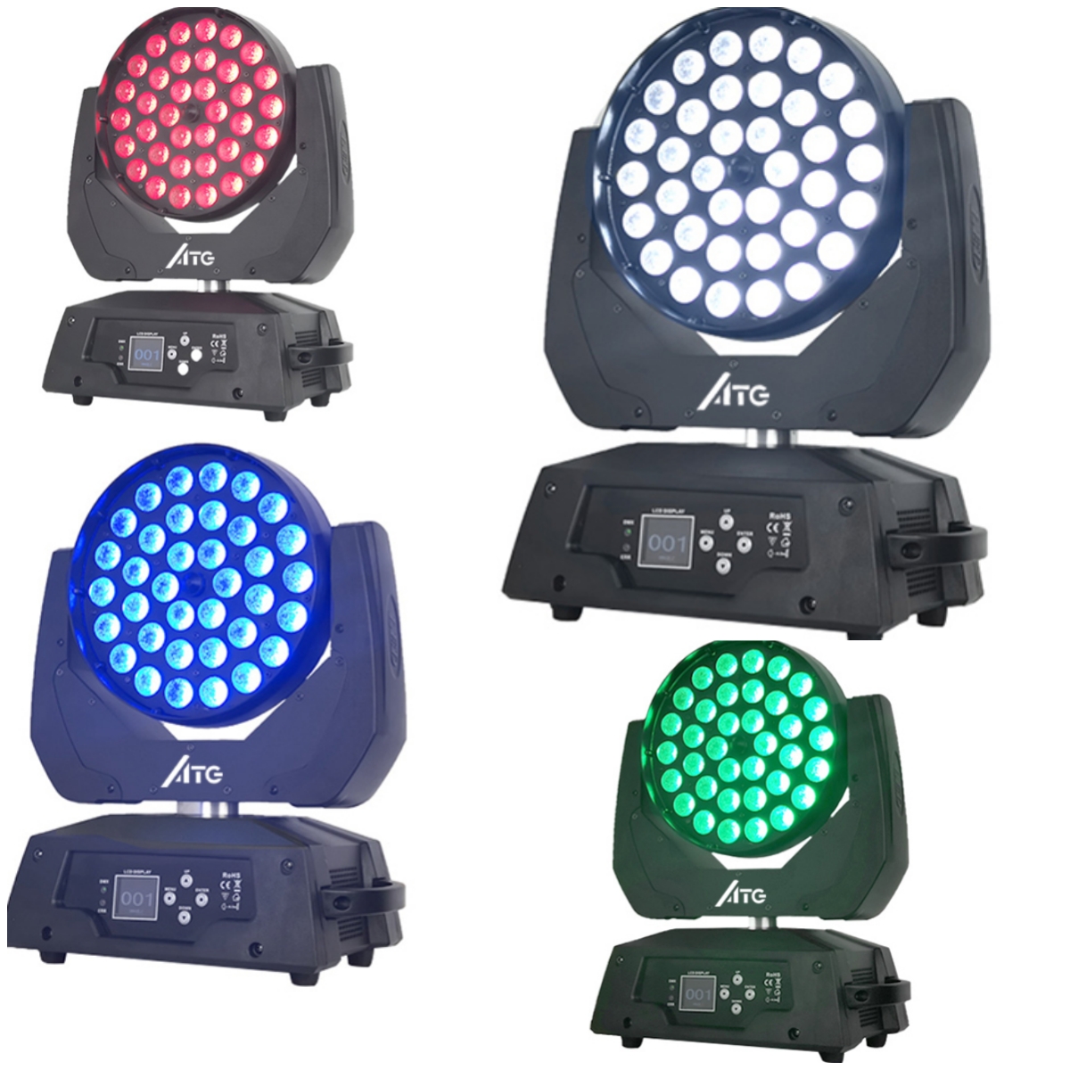 80 Ra Color Rendering Index Stage Lighting 36x10W RGBW 4-in-1 Zoom Wash Moving Head Light