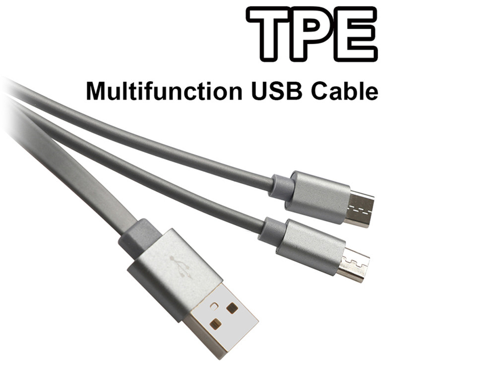 More popular safe charging type C 8pin 2 in 1 usb cable for smartphone