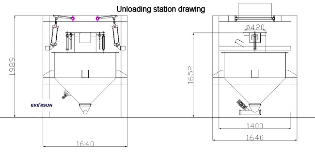 1 - 4 Ton Large Bags Stainless Steel Unloading Station For Peanut Rice Husk