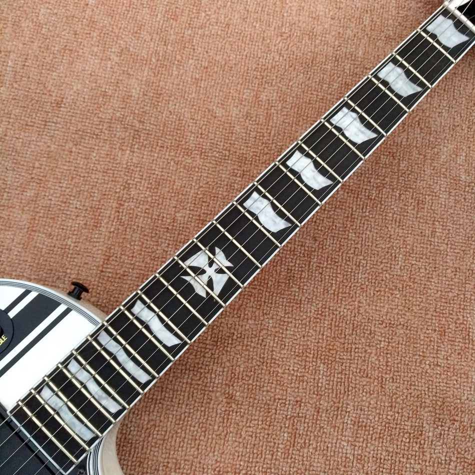 In stock Custom LTD Iron Cross SW James Hetfield Signature Electric Guitar EMG Snow White, Rosewood Fingerboard, Free sh