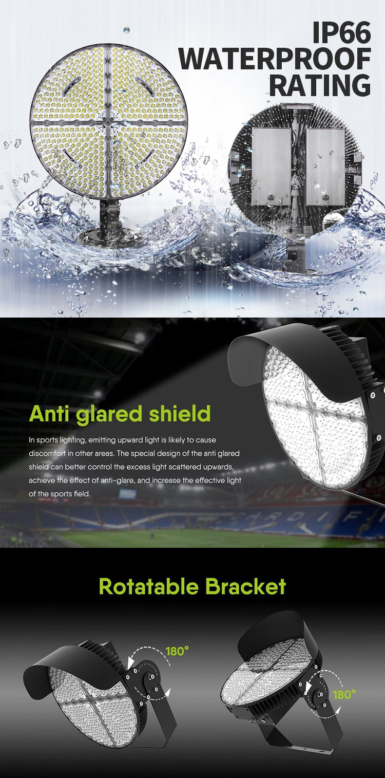 1000w high power tennis court floodlight for high pole sports area lighting