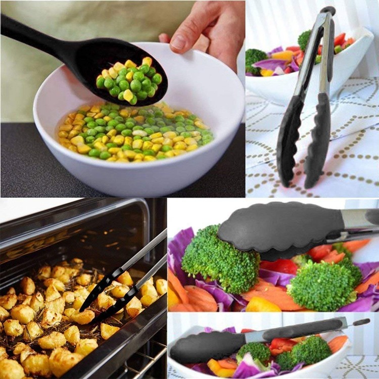 BPA Free Non Stick Cooking Baking 10 Pieces Set Silicone Kitchen Utensils Set