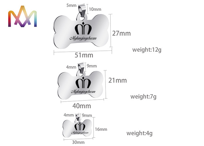 Rustproof Bone Shape Identification Tag Personalized Pet Charms