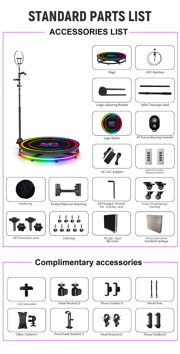 Automatic Control 360 Selfie Video Booth Portable