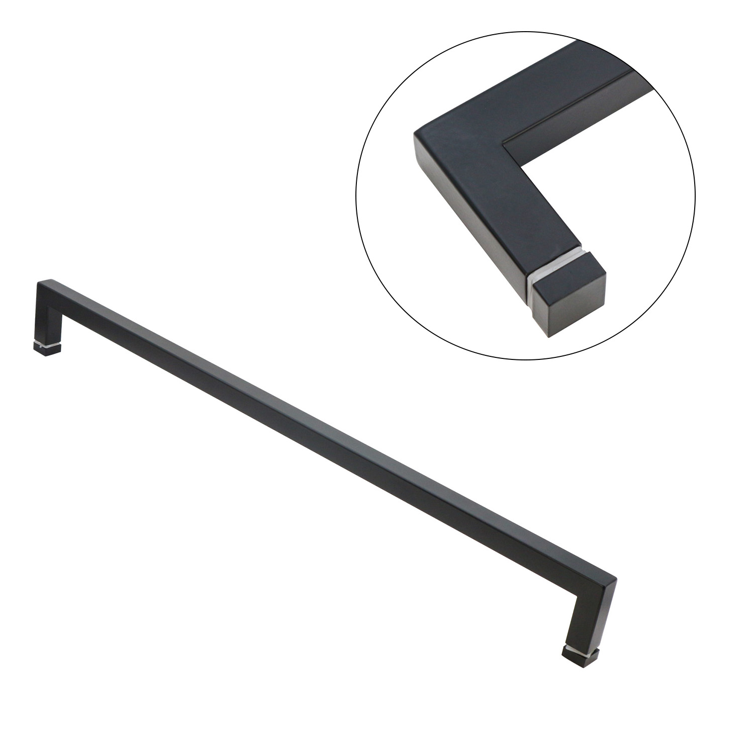 200*200*19*1.0mm Long Black Finish Hotel Glass Sliding Door Single Sided Shower Handle