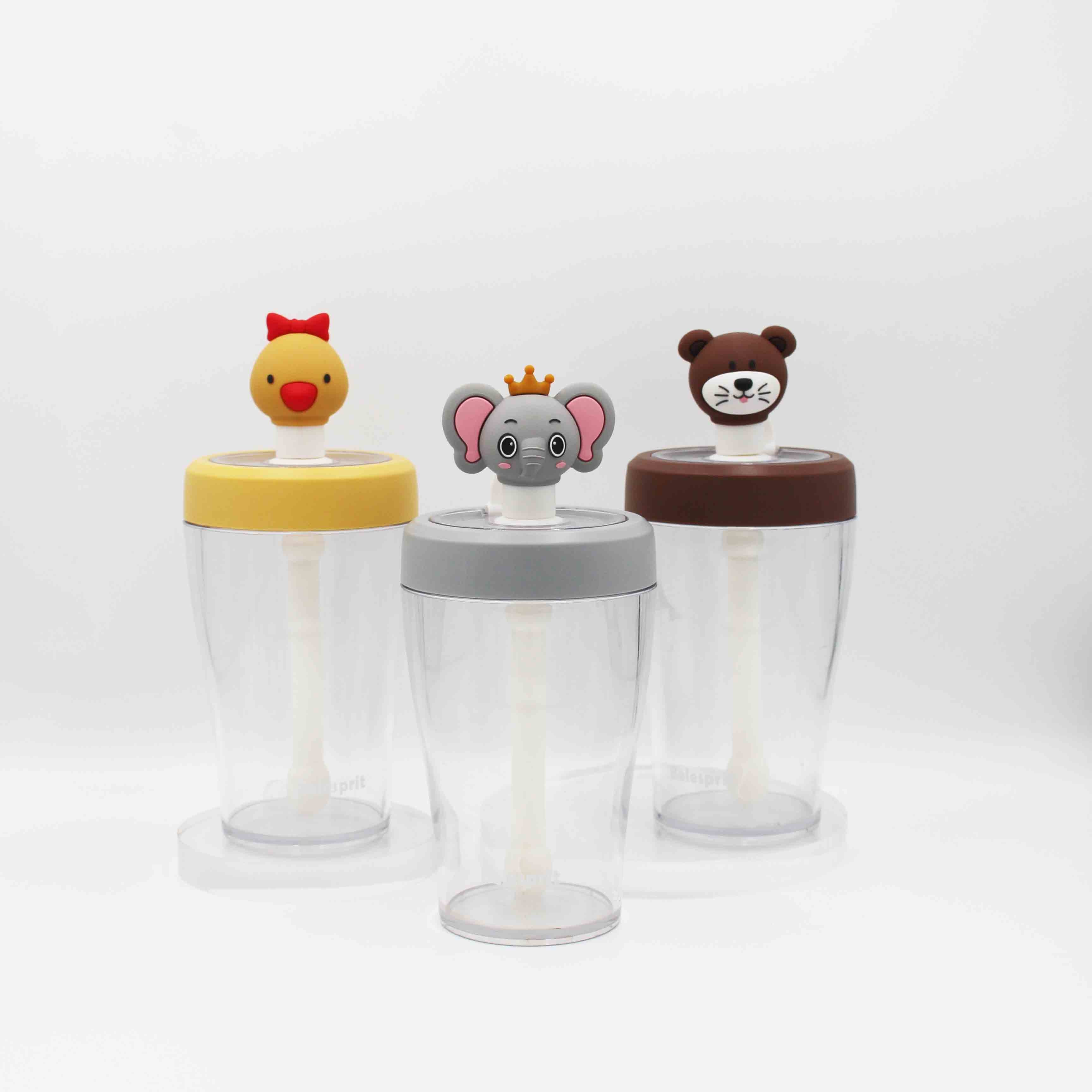Kid Cartoon Plastic Tritan Straw Bottle Portable And Eco Friendly