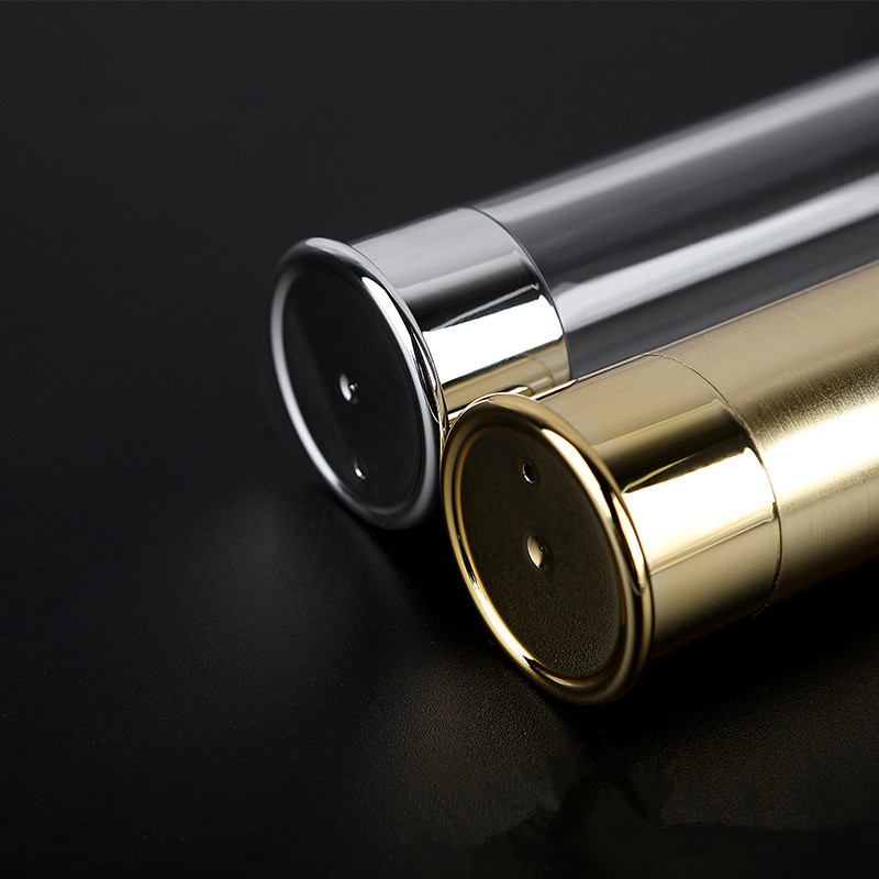Pearly Gold Plastic Aluminum Airless Pump Bottle Lotion Vacuum Cosmetic Bottle 15ml