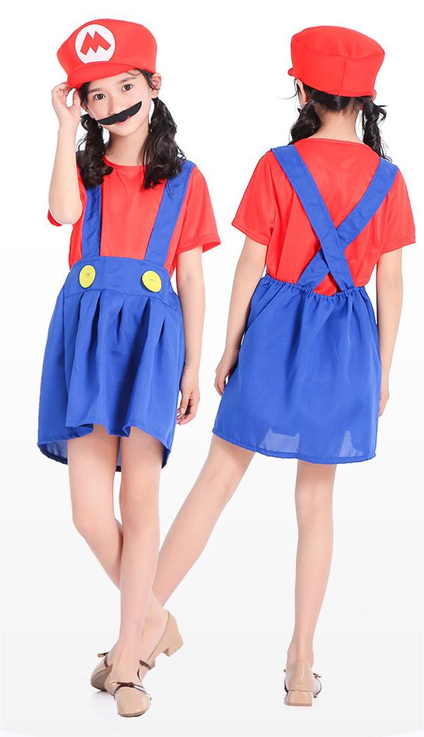 Stage Dancerwear SuperMario Onesie for Halloween Children and Adults Cosplay Performance