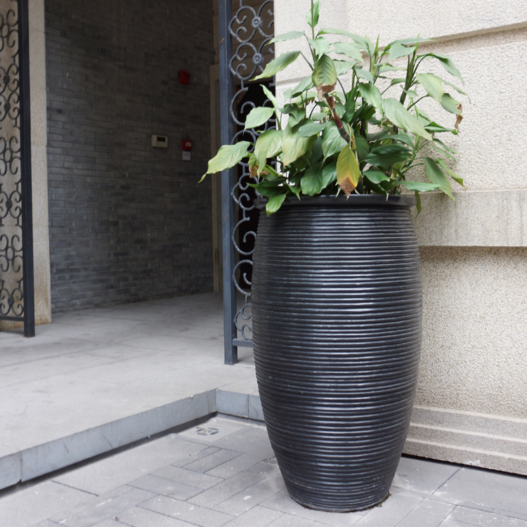 Standing D40cm H80cm Fiberglass Garden Pots Outdoor