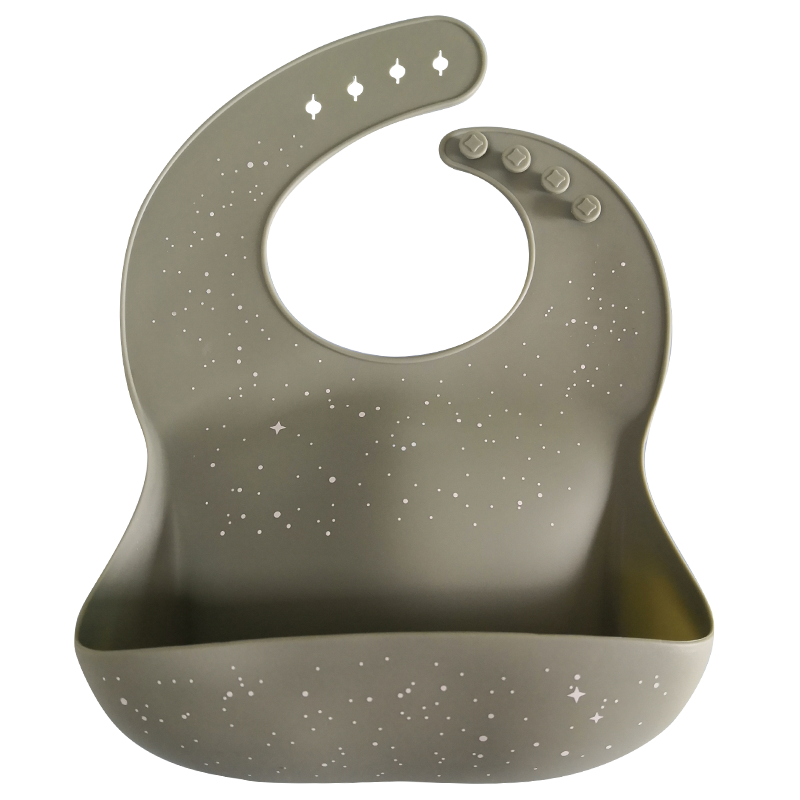 Custom Printing Mess Catching Silicone Baby Bib Lead Free Antibacterial