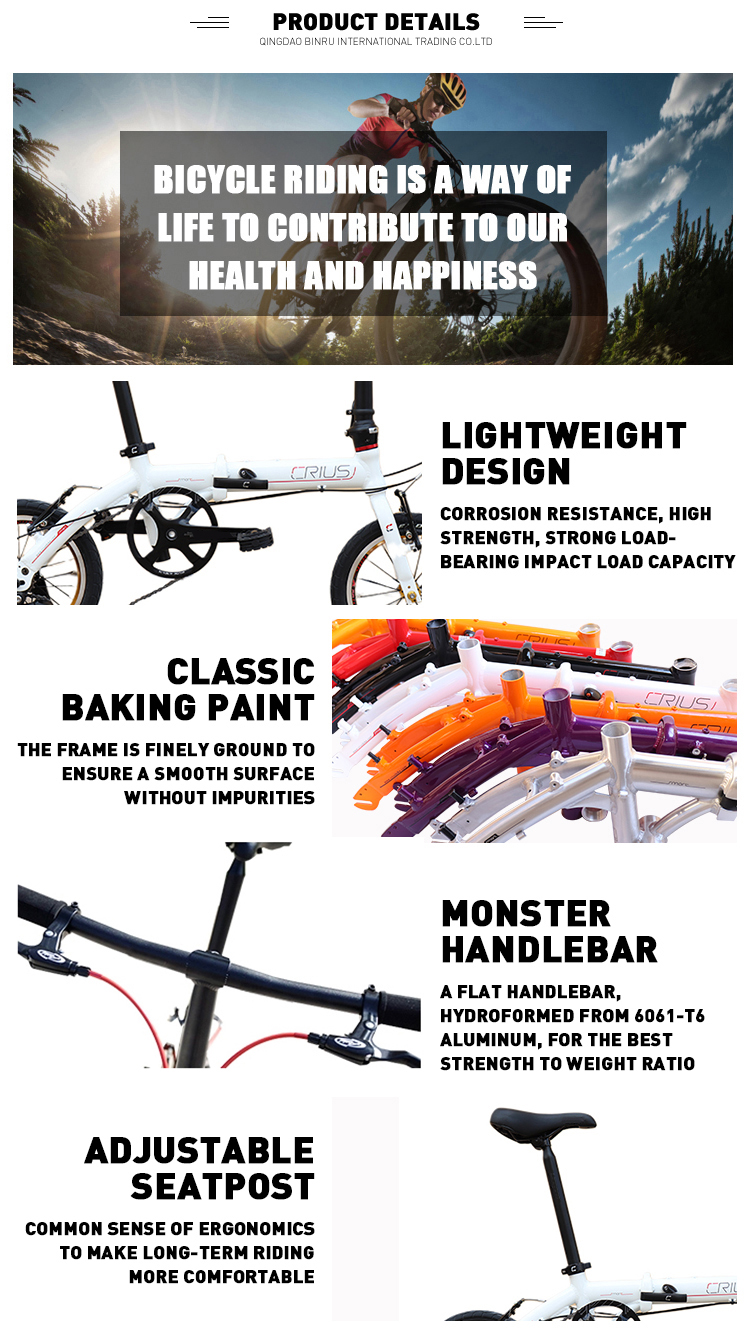 Crius Most Popular 14 Inch Foldable Exercise Road Bike Lightweight And Easy To Carry