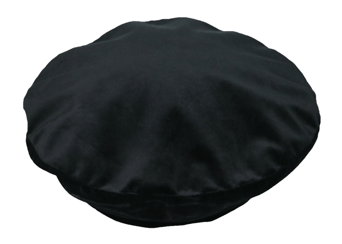 FUN black mercerized velvet female costomized embroidery logo beret