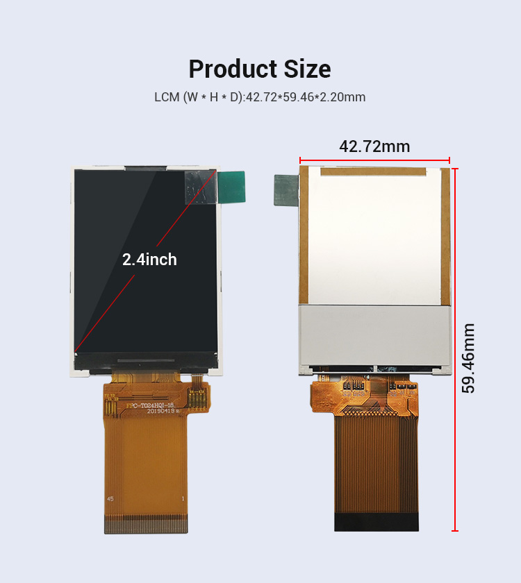 ODM TFT 2.4 Inch Lcd Display 240x320 16PIN With MCU SPI RGB Interface