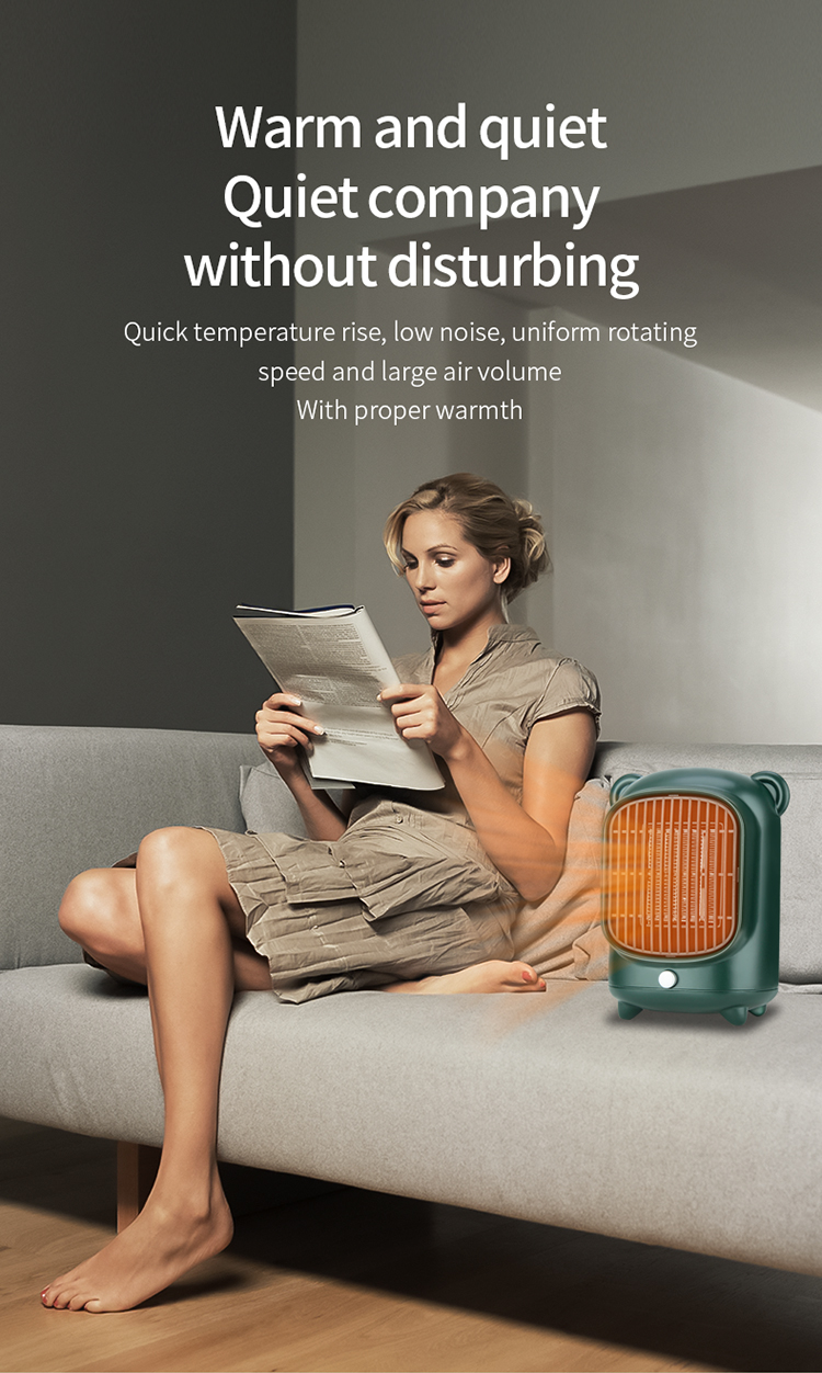 NO App-Controlled 500W Cute Design PTC Ceramic Room Desk Electric Hot Air Fan Heater