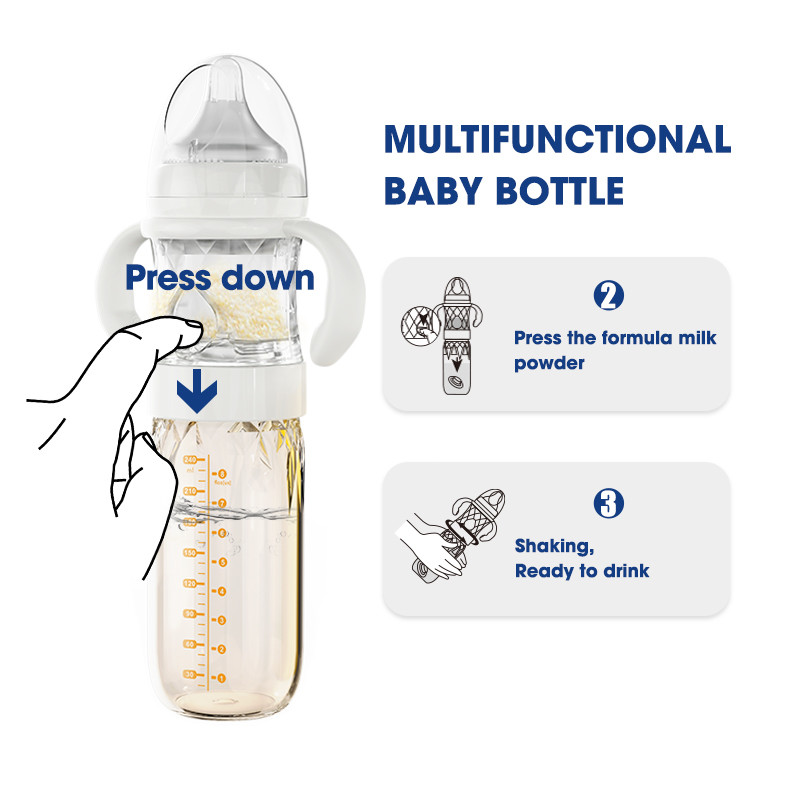 Anti Colic Stand Neck Night feeding Baby Bottle multi-function Formula Making / Mixing / Dispenser Baby Bottles 240ml
