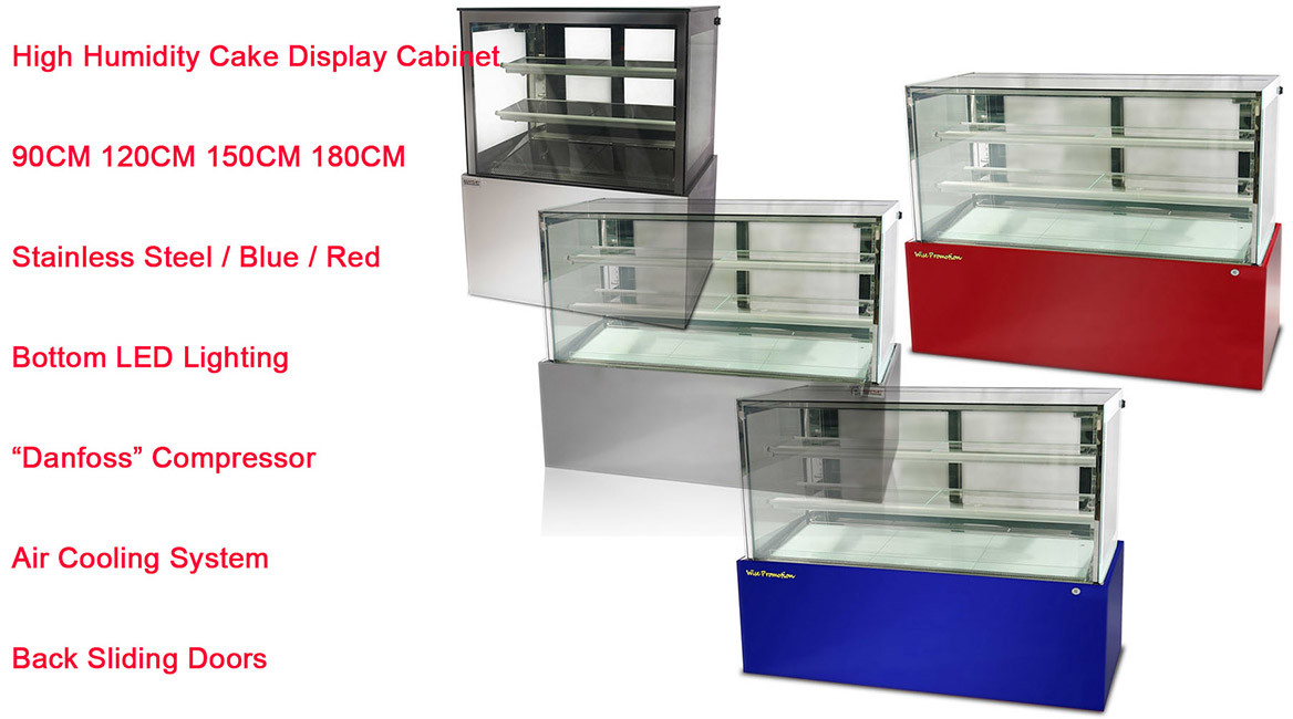 Floor Standing Refrigerated Cake Display Cabinet High Humidity Square Glass Cake Showcase