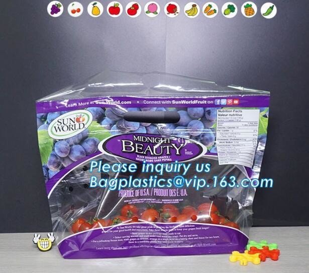 Perforated bag grape bag with air holes, fresh fruit stand up ziplock bag for cherry, OEM zip top Clear BOPP Laminated f