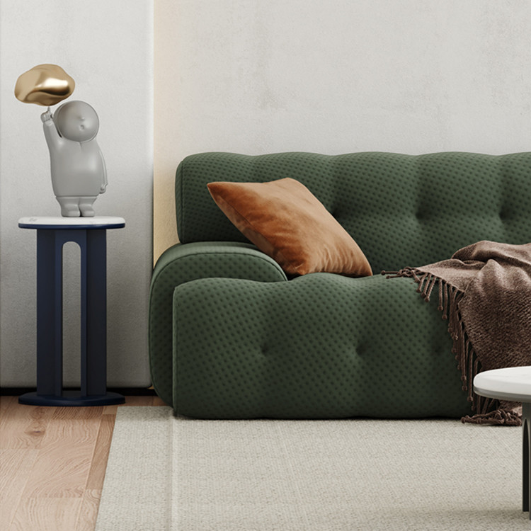 Knitted Modern Fabric Sofa Set Ergonomic Cloth Green 3 Seater Fabric Sofa