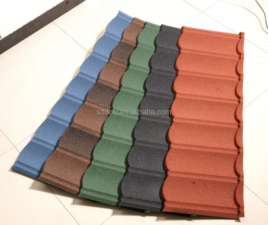 Custom Corrugated Roof Sheet Red Stone Coated Metal Tiles For Residential Industrial