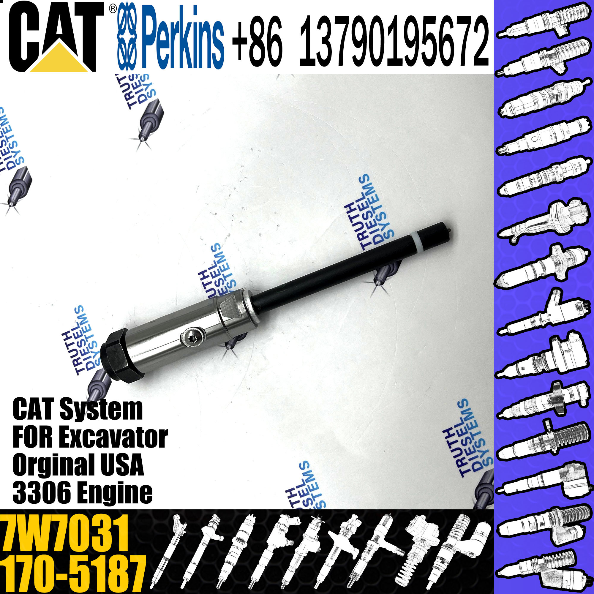3306 3304 CAT Fuel Injector Nozzle Excavator 7W7031 170-5187 0R424