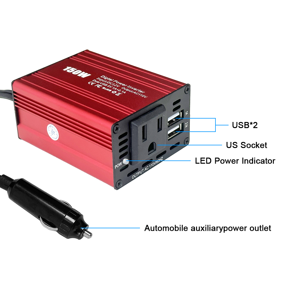 150W 12V 220V Car Inverter Peak Power 300W Modified Sine Wave Converter Customized Support Software Reengineering
