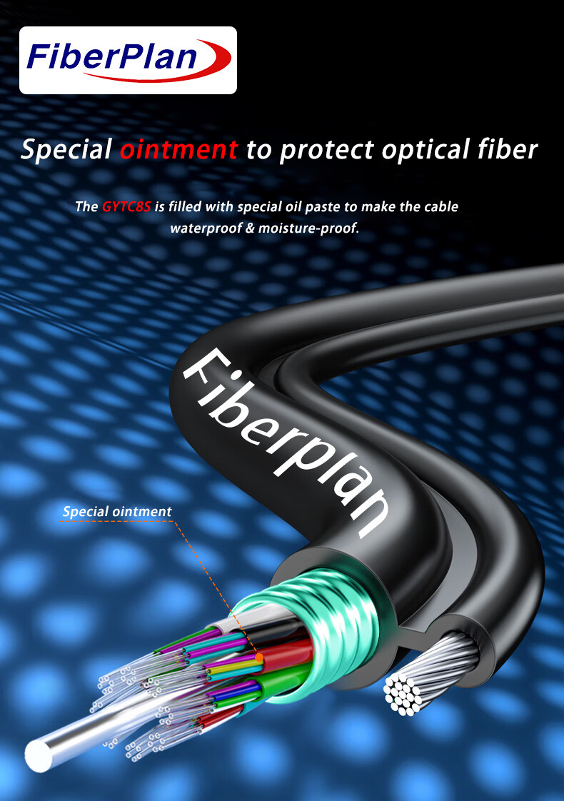 Steel Wire Stranded Figure 8 Aerial 6 Core Armored Fiber Optic Cable GYTC8S