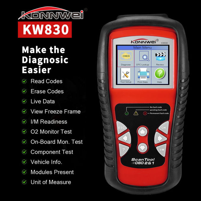 Real - Time Automotive OBD2 And Can Scanner Kw830 12 Months Warranty