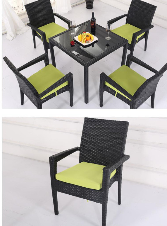 Black Wicker Patio Dining Table Garden Restaurant Dinning Table Set