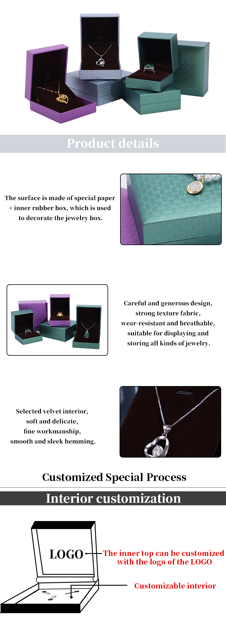 Green Paper Jewelry Display Box , Pendant Bracelet Necklace Ring Jewelry Packaging
