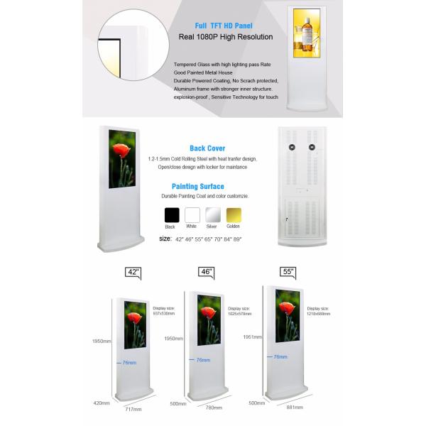 Led Backlight Interactive Touch Screen Kiosk 4K Resolution 3840 * 2160 Aluminum Frame