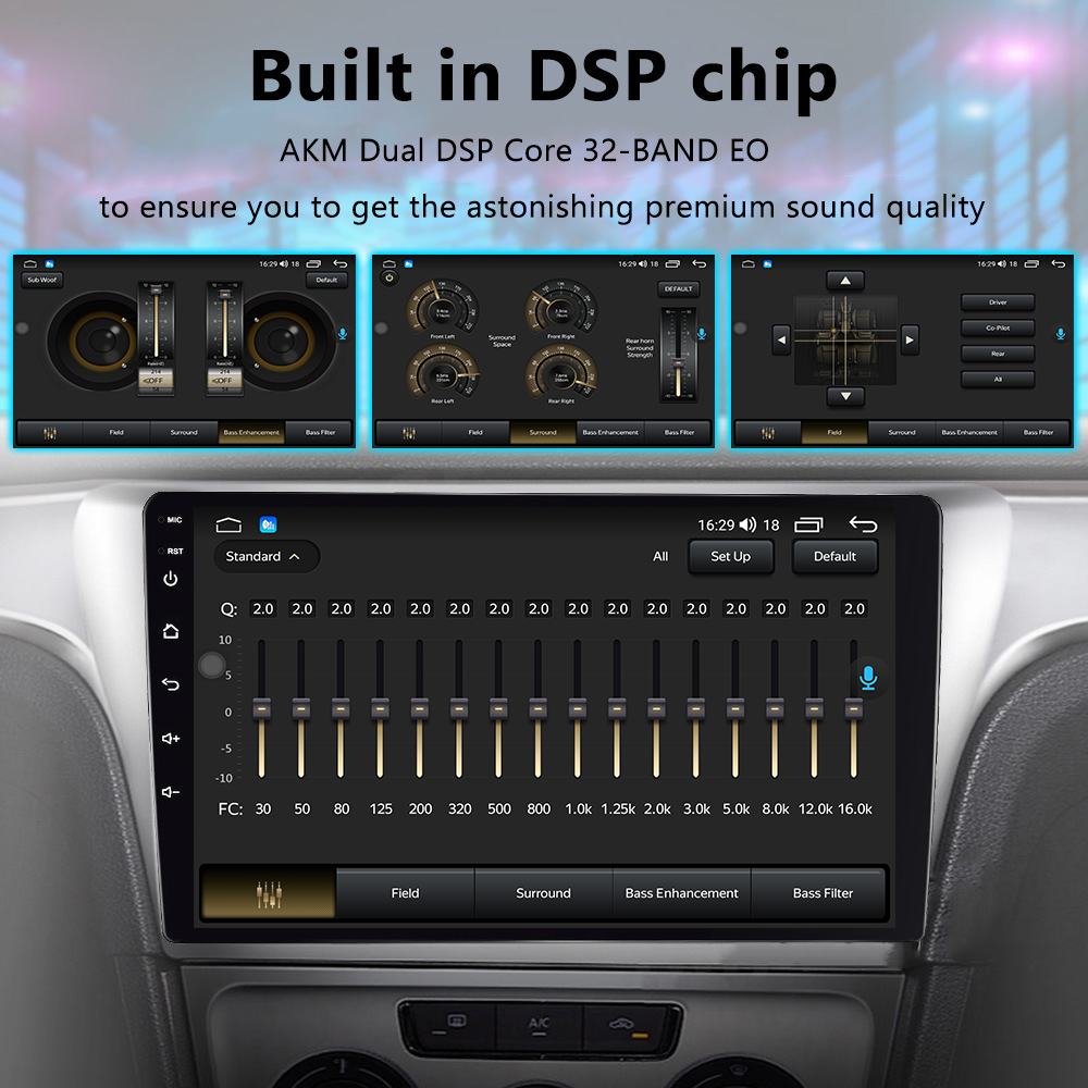 Universal Car Fitment 13 Inch Android Touch Screen Carplay Monitors with Built-in DSP