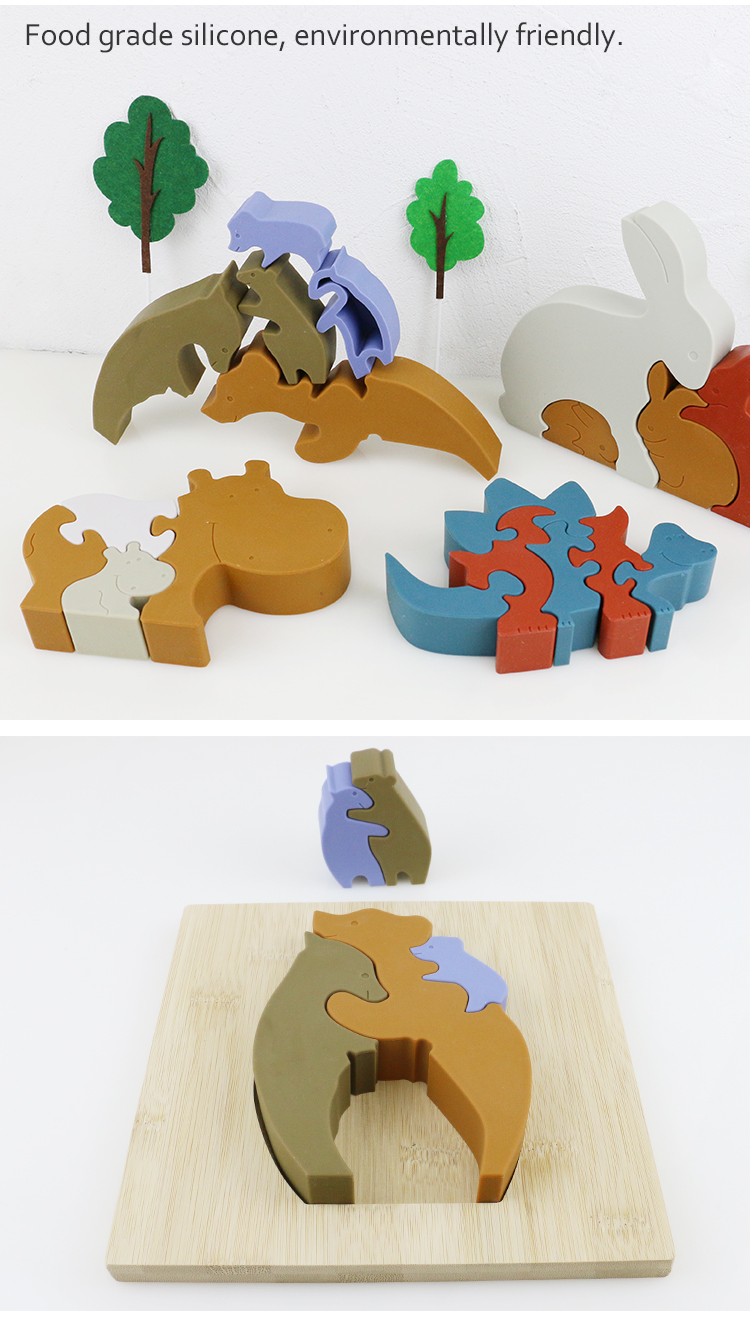 Bear Shape Children Wooden Toys Jigsaw For Montessori Learning