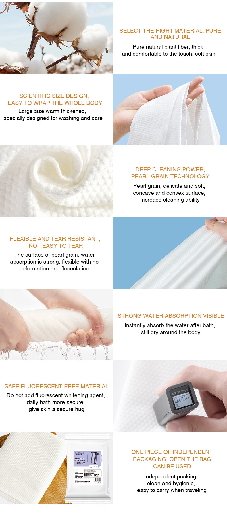 Non Woven Disposable Bath Towel Soft Large Disposable Spa Towels Bath Water Body Dry