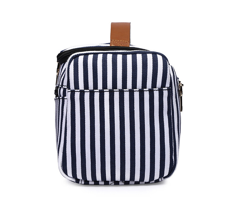 Portable Vintage Stripe Cotton Canvas Cosmetic Travel Case