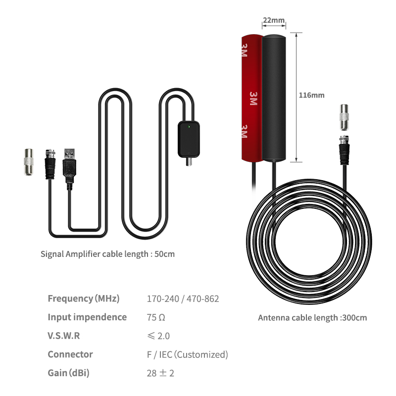 Wireless TV Patch Antenna for Android TV Box and Performance F/IEC/SMA Connector Type