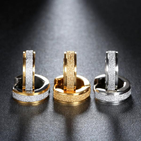 Silver Color&Gold-Color Punk Rock Stainless Steel Small Hoop Earrings for Women