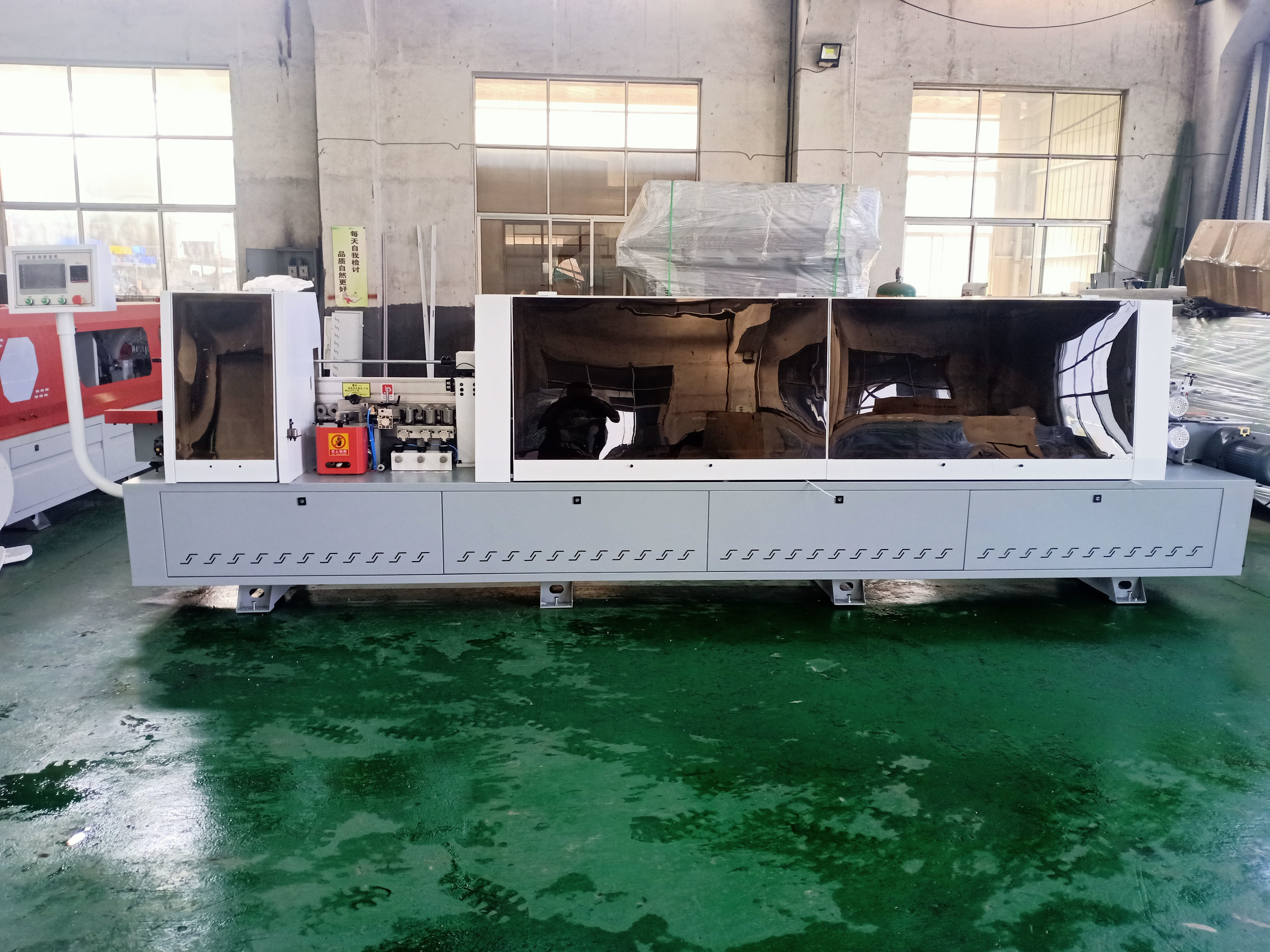 KC308 MDF wood door edge banding machine with pre-milling R round trim functions