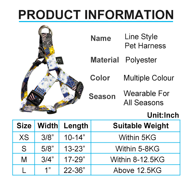 Adjustable Dog Harness Set Polyester Dog Leash Collar For Pet Animal