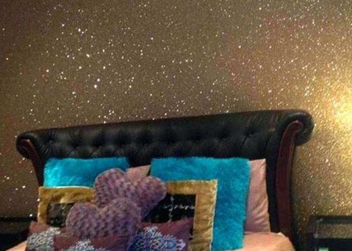Single Side Precut Dark Grey Glitter Wallpaper Covering Convenience Unique