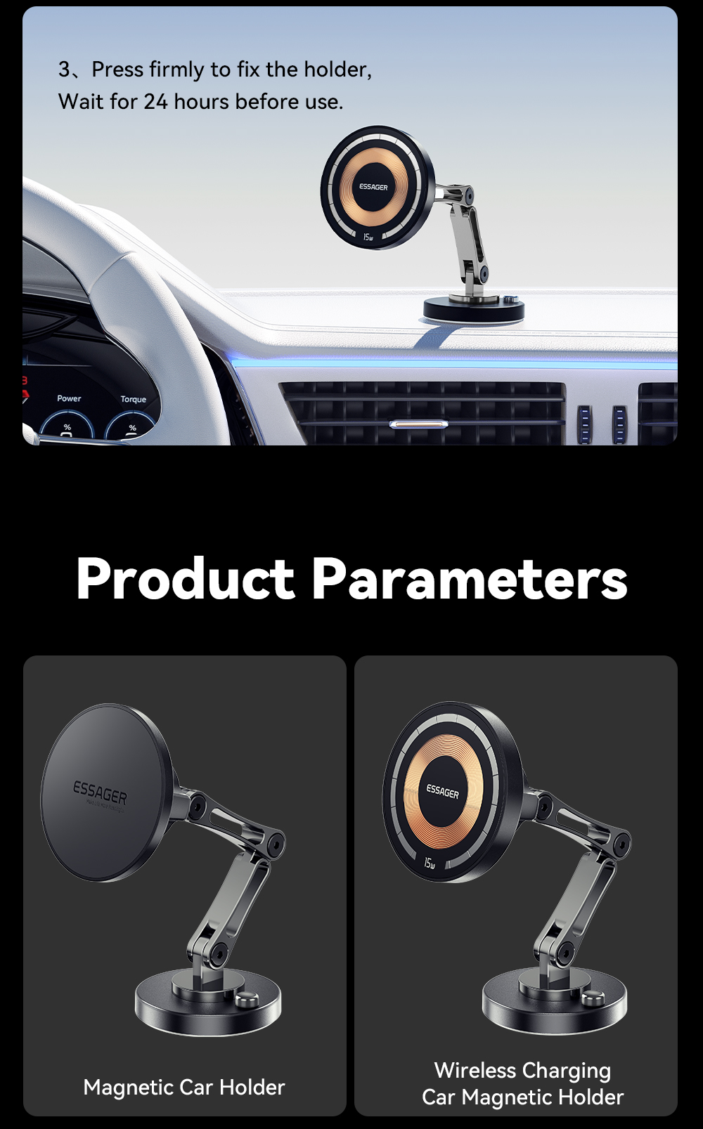 ESSAGER ES-ZJ25 Series 15W Magnetic Car Phone Mount Holder