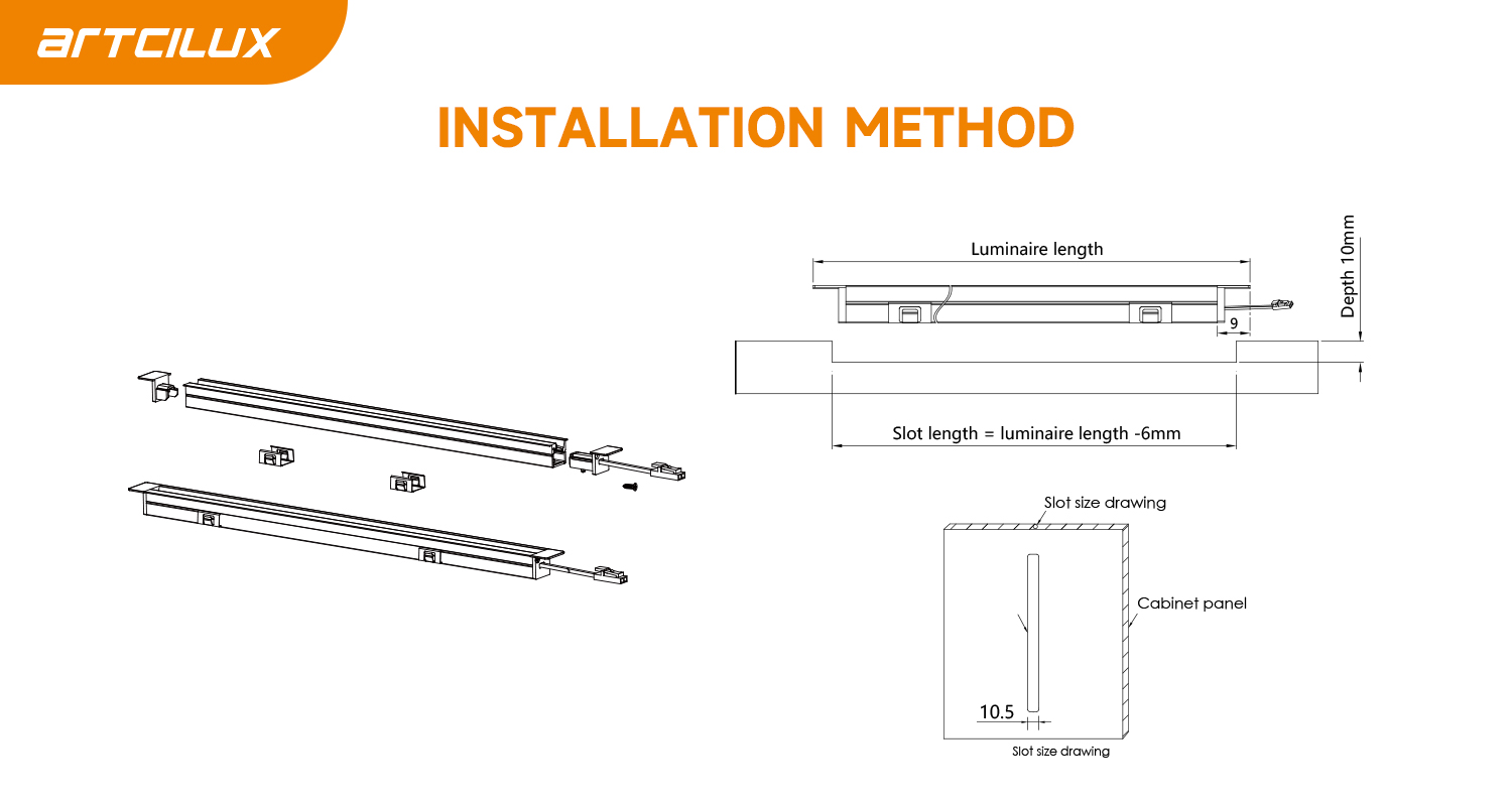 Oblique Illumination LED Cabinet Strip Light 3000K 4000K 6000K Customized Length
