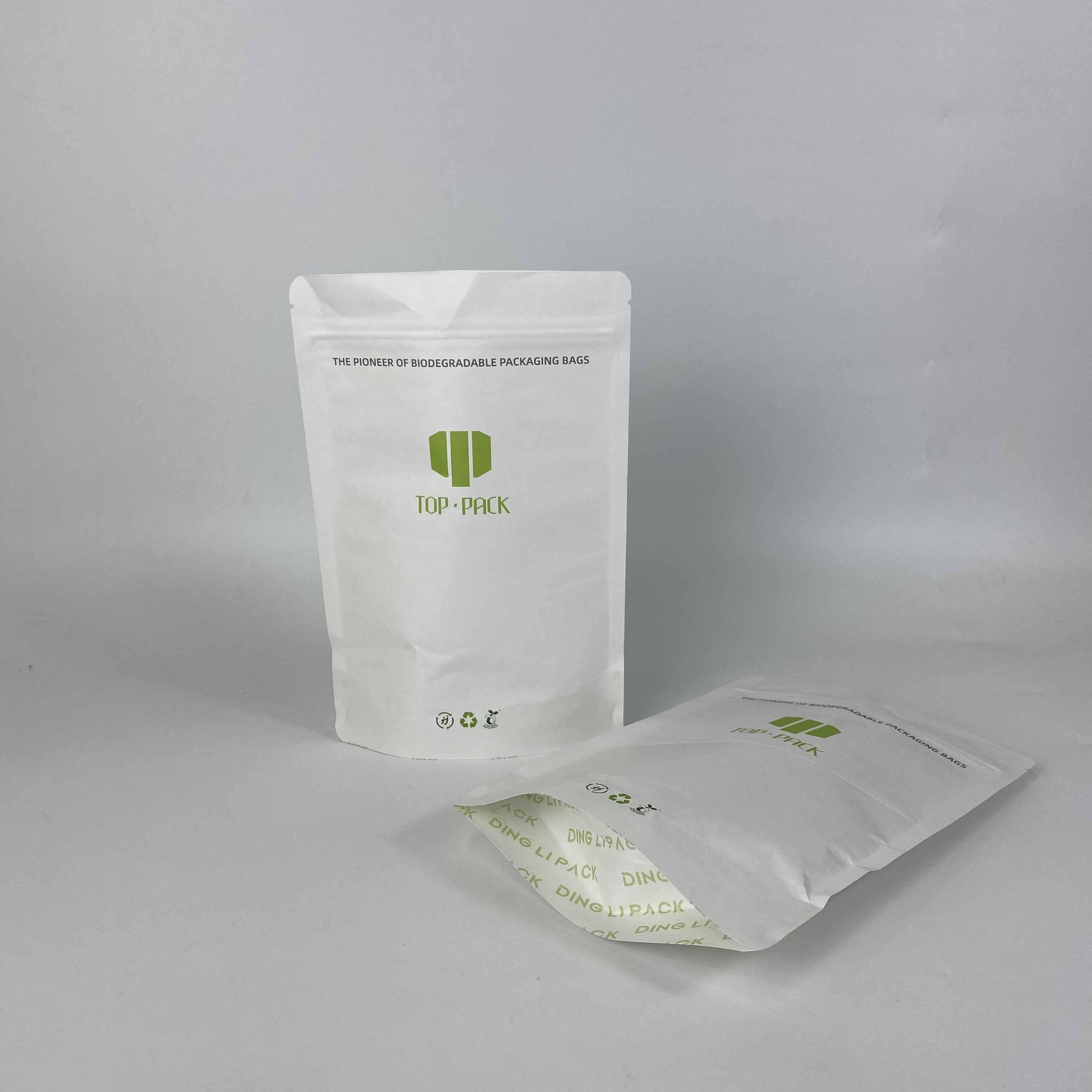 Recyclable Stand Up Resealable Paper Pouches Biodegradable Food Packaging Bag