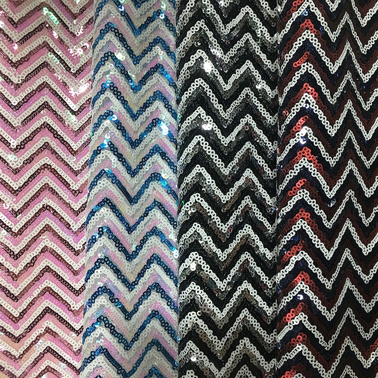 100% Polyester Multi Color Sequin Fabric , Sequin Pattern Fabric 220gsm Plaid Style