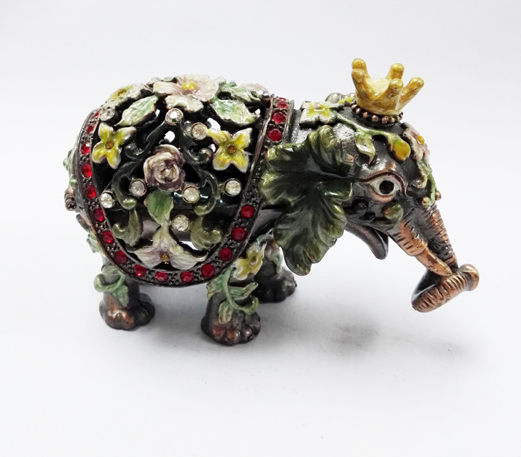 HOT Selling Elephant Custom Metal Jewelry Box Cute Elephant shaped metal jewelry boxes